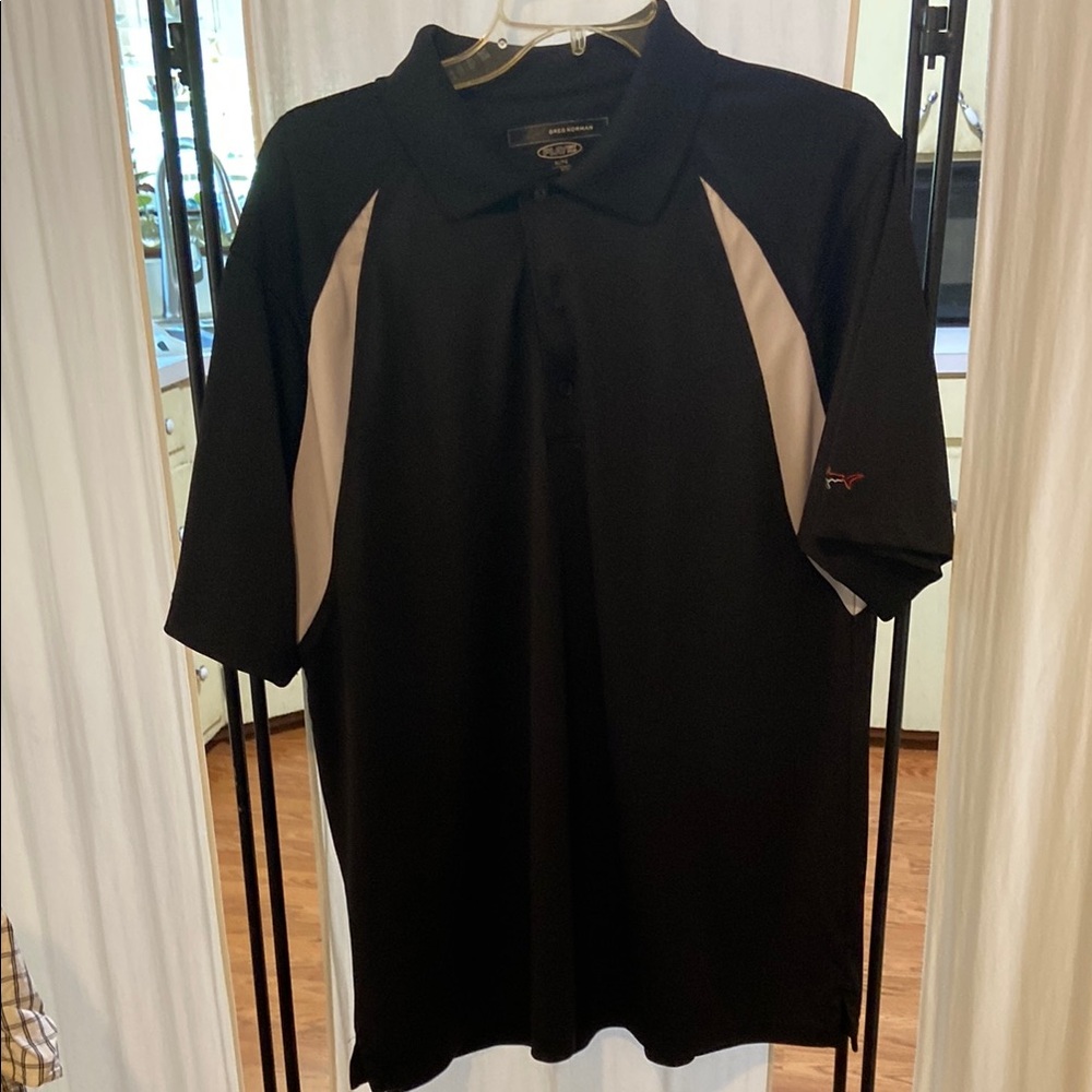 Greg Norman Collection Black Polo with White Side Panels